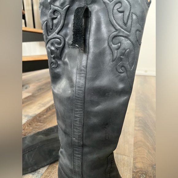 Lucchese Spirit Leather Western Riding Black Boots - Picture 8 of 14